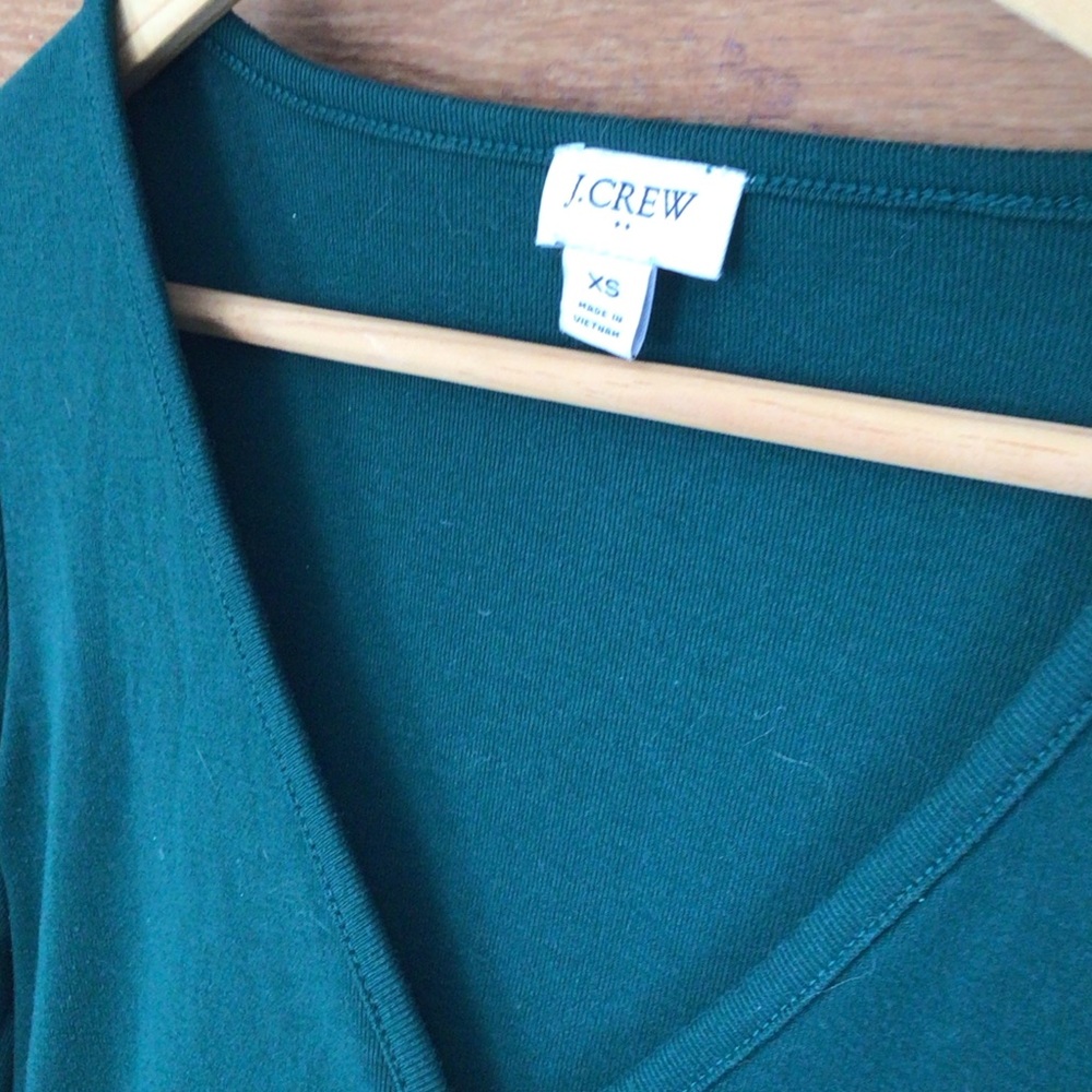 J.Crew Deep Emerald Green V-Neck Blouse XS - Picture 9 of 14